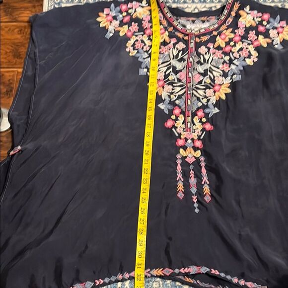 Johnny Was Alia Cupra Blue Multicolor Design Embroidered Poncho Boho Modern - Picture 16 of 16